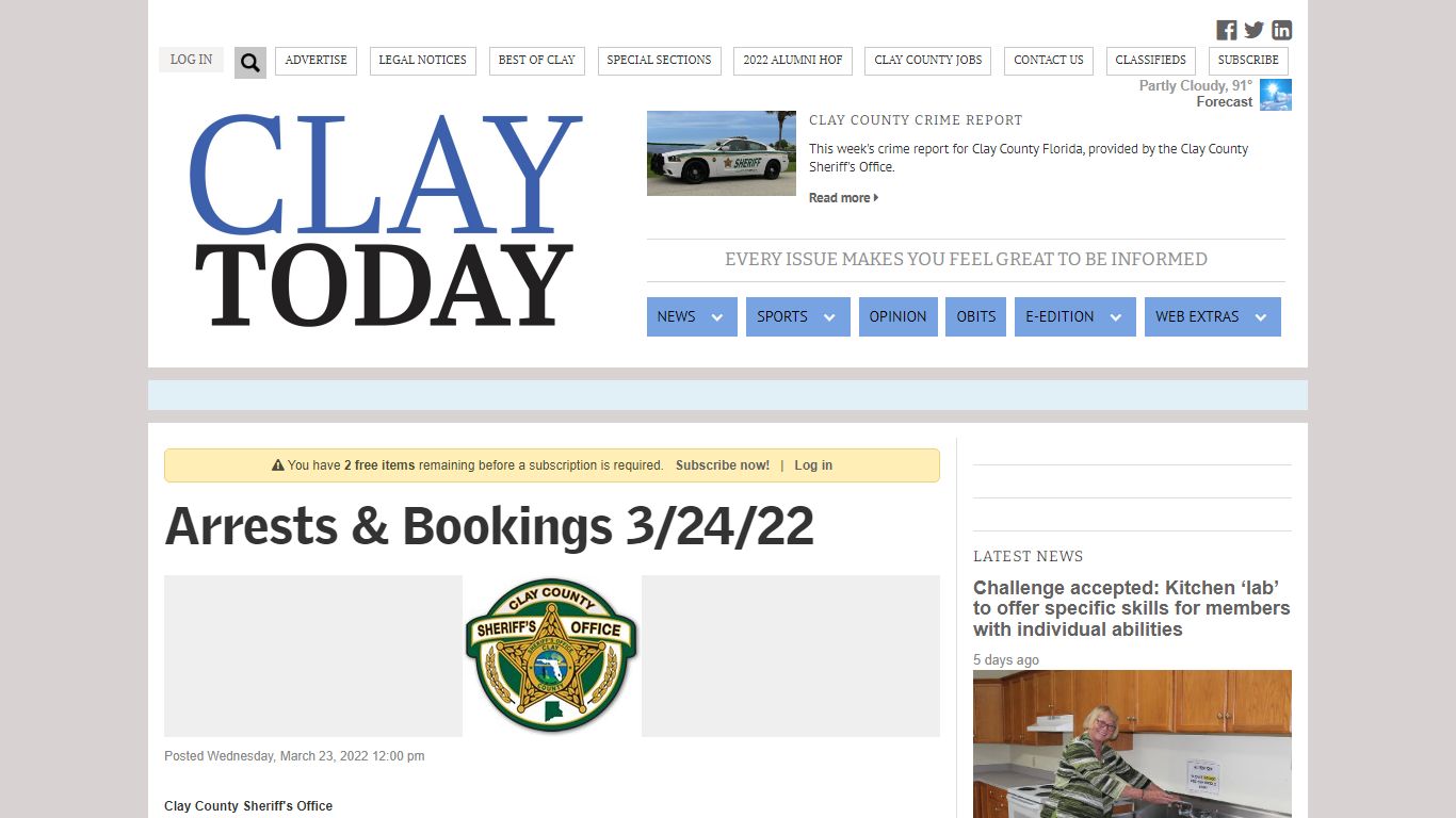 Arrests & Bookings 3/24/22 | Clay Today